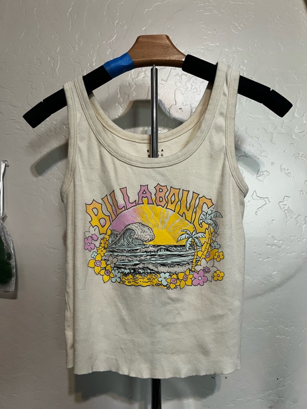 Billabong Cream Graphic Tank Top - Size M
